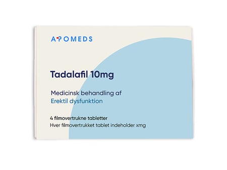 Pakke med Tadalafil 10 mg 4 filmovertrukne tabletter